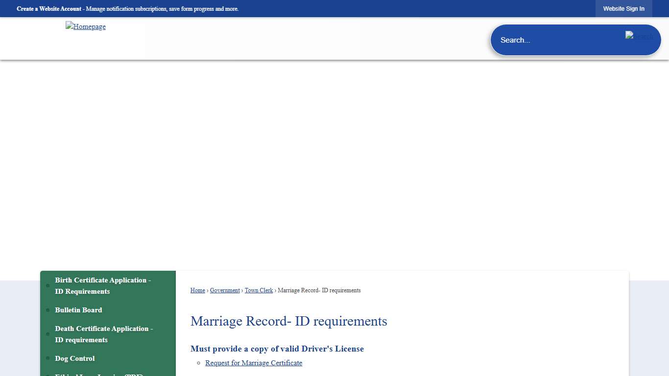 Marriage Record- ID requirements Grand Island, NY